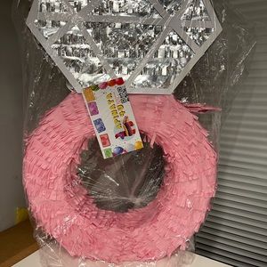 Large Party Pinata Diamond Ring Pink Silver for Bachelorette Bachelor Party